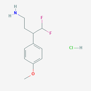 molecular formula C11H16ClF2NO B2692491 4,4-Difluoro-3-(4-methoxyphenyl)butan-1-amine;hydrochloride CAS No. 2287284-10-8