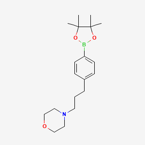 molecular formula C19H30BNO3 B2692494 4-[3-[4-(4,4,5,5-Tetramethyl-1,3,2-dioxaborolan-2-yl)phenyl]propyl]morpholine CAS No. 1105664-48-9