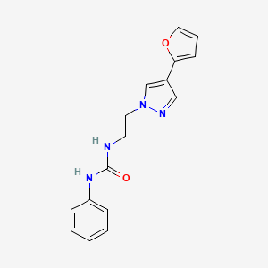 molecular formula C16H16N4O2 B2692506 1-(2-(4-(furan-2-yl)-1H-pyrazol-1-yl)ethyl)-3-phenylurea CAS No. 2034377-71-2
