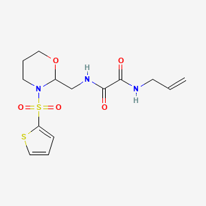 molecular formula C14H19N3O5S2 B2692507 N1-allyl-N2-((3-(thiophen-2-ylsulfonyl)-1,3-oxazinan-2-yl)methyl)oxalamide CAS No. 872986-57-7