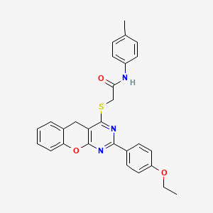molecular formula C28H25N3O3S B2692520 2-((2-(4-ethoxyphenyl)-5H-chromeno[2,3-d]pyrimidin-4-yl)thio)-N-(p-tolyl)acetamide CAS No. 866589-01-7