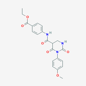 molecular formula C21H19N3O6 B2692525 Ethyl 4-[3-(4-methoxyphenyl)-2,4-dioxo-1,2,3,4-tetrahydropyrimidine-5-amido]benzoate CAS No. 863611-54-5