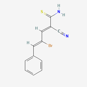 molecular formula C12H9BrN2S B2692531 (2E,4Z)-4-bromo-2-cyano-5-phenylpenta-2,4-dienethioamide CAS No. 1392285-14-1