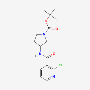 molecular formula C15H20ClN3O3 B2692537 叔丁基 3-(2-氯烟酰胺基)吡咯啉-1-甲酸酯 CAS No. 1353989-82-8