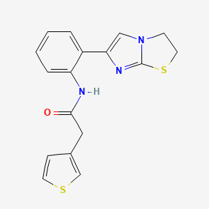 molecular formula C17H15N3OS2 B2692550 N-(2-(2,3-dihydroimidazo[2,1-b]thiazol-6-yl)phenyl)-2-(thiophen-3-yl)acetamide CAS No. 2034474-08-1