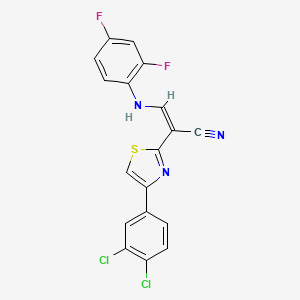 molecular formula C18H9Cl2F2N3S B2692551 (Z)-2-(4-(3,4-dichlorophenyl)thiazol-2-yl)-3-((2,4-difluorophenyl)amino)acrylonitrile CAS No. 477297-16-8