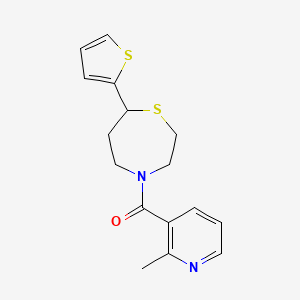 molecular formula C16H18N2OS2 B2692558 (2-Methylpyridin-3-yl)(7-(thiophen-2-yl)-1,4-thiazepan-4-yl)methanone CAS No. 1705097-62-6