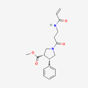 molecular formula C18H22N2O4 B2692562 Methyl (3S,4S)-4-phenyl-1-[3-(prop-2-enoylamino)propanoyl]pyrrolidine-3-carboxylate CAS No. 2361817-86-7