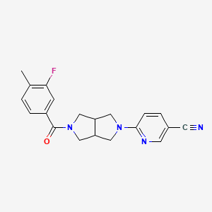 molecular formula C20H19FN4O B2692563 6-[5-(3-Fluoro-4-methylbenzoyl)-1,3,3a,4,6,6a-hexahydropyrrolo[3,4-c]pyrrol-2-yl]pyridine-3-carbonitrile CAS No. 2415538-67-7