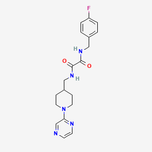 molecular formula C19H22FN5O2 B2692569 N1-(4-fluorobenzyl)-N2-((1-(pyrazin-2-yl)piperidin-4-yl)methyl)oxalamide CAS No. 1396713-31-7
