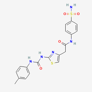 molecular formula C19H19N5O4S2 B2692588 N-(4-sulfamoylphenyl)-2-(2-(3-(p-tolyl)ureido)thiazol-4-yl)acetamide CAS No. 921469-40-1