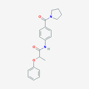molecular formula C20H22N2O3 B269259 2-phenoxy-N-[4-(1-pyrrolidinylcarbonyl)phenyl]propanamide 