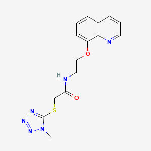 molecular formula C15H16N6O2S B2692603 2-((1-甲基-1H-四唑-5-基)硫代)-N-(2-(喹啉-8-基氧基)乙基)乙酰胺 CAS No. 1207026-09-2