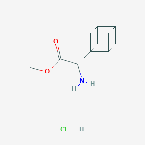 molecular formula C11H14ClNO2 B2692610 Methyl 2-amino-2-cuban-1-ylacetate;hydrochloride CAS No. 2580184-68-3