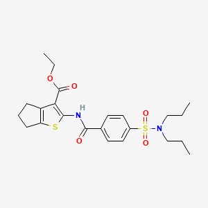 molecular formula C23H30N2O5S2 B2692620 乙基-2-[[4-(二丙基磺酰)苯甲酰]氨基]-5,6-二氢-4H-环戊[b]噻吩-3-羧酸酯 CAS No. 313252-35-6
