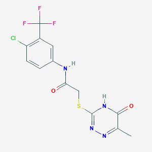 molecular formula C13H10ClF3N4O2S B2692625 N-(4-chloro-3-(trifluoromethyl)phenyl)-2-((6-methyl-5-oxo-4,5-dihydro-1,2,4-triazin-3-yl)thio)acetamide CAS No. 887875-31-2