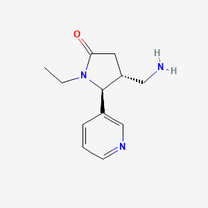 molecular formula C12H17N3O B2692640 (4R,5S)-4-(氨基甲基)-1-乙基-5-吡啶-3-基吡咯烷-2-酮 CAS No. 1909286-98-1