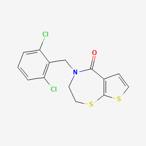 molecular formula C14H11Cl2NOS2 B2692643 4-(2,6-dichlorobenzyl)-3,4-dihydrothieno[3,2-f][1,4]thiazepin-5(2H)-one CAS No. 478247-17-5