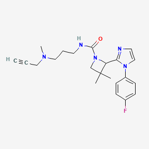 molecular formula C22H28FN5O B2692658 2-[1-(4-Fluorophenyl)imidazol-2-yl]-3,3-dimethyl-N-[3-[methyl(prop-2-ynyl)amino]propyl]azetidine-1-carboxamide CAS No. 2224025-30-1