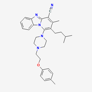 molecular formula C31H37N5O B2692663 3-Methyl-2-(3-methylbutyl)-1-{4-[2-(4-methylphenoxy)ethyl]piperazin-1-yl}pyrido[1,2-a]benzimidazole-4-carbonitrile CAS No. 384350-45-2