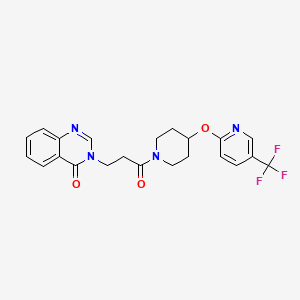 molecular formula C22H21F3N4O3 B2692679 3-(3-oxo-3-(4-((5-(trifluoromethyl)pyridin-2-yl)oxy)piperidin-1-yl)propyl)quinazolin-4(3H)-one CAS No. 1421473-38-2