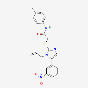 molecular formula C21H20N4O3S B2692682 2-((1-烯丙基-5-(3-硝基苯基)-1H-咪唑-2-基)硫代)-N-(对甲苯基)乙酰胺 CAS No. 1235094-05-9