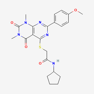 N-cyclopentyl-2-((2-(4-methoxyphenyl)-6,8-dimethyl-5,7-dioxo-5,6,7,8-tetrahydropyrimido[4,5-d]pyrimidin-4-yl)thio)acetamide