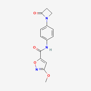 molecular formula C14H13N3O4 B2692685 3-methoxy-N-[4-(2-oxoazetidin-1-yl)phenyl]-1,2-oxazole-5-carboxamide CAS No. 1808441-62-4