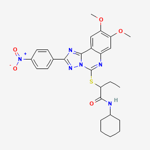 N-CYCLOHEXYL-2-{[8,9-DIMETHOXY-2-(4-NITROPHENYL)-[1,2,4]TRIAZOLO[1,5-C]QUINAZOLIN-5-YL]SULFANYL}BUTANAMIDE