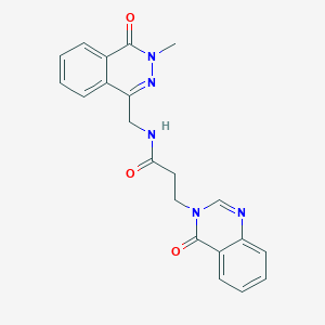 molecular formula C21H19N5O3 B2692693 N-((3-甲基-4-氧代-3,4-二氢喹唑啉-1-基)甲基)-3-(4-氧代喹唑啉-3(4H)-基)丙酰胺 CAS No. 1396781-90-0