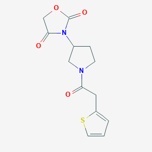 molecular formula C13H14N2O4S B2692702 3-(1-(2-(Thiophen-2-yl)acetyl)pyrrolidin-3-yl)oxazolidine-2,4-dione CAS No. 2034360-37-5