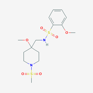molecular formula C15H24N2O6S2 B2692712 N-[(1-methanesulfonyl-4-methoxypiperidin-4-yl)methyl]-2-methoxybenzene-1-sulfonamide CAS No. 2415555-55-2