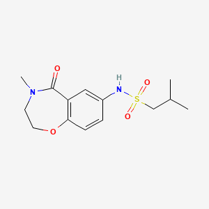 molecular formula C14H20N2O4S B2692714 2-methyl-N-(4-methyl-5-oxo-2,3,4,5-tetrahydrobenzo[f][1,4]oxazepin-7-yl)propane-1-sulfonamide CAS No. 922007-11-2