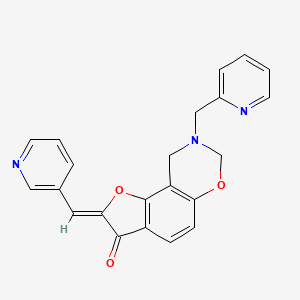 molecular formula C22H17N3O3 B2692715 (Z)-8-(吡啶-2-基甲基)-2-(吡啶-3-基甲亚基)-8,9-二氢-2H-苯并呋喃[7,6-e][1,3]噁唑啉-3(7H)-酮 CAS No. 951958-42-2
