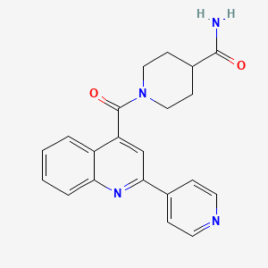 molecular formula C21H20N4O2 B2692718 1-(2-(吡啶-4-基)喹啉-4-甲酰)哌啶-4-甲酰胺 CAS No. 879920-08-8