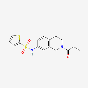 molecular formula C16H18N2O3S2 B2692719 N-(2-丙酰基-1,2,3,4-四氢异喹啉-7-基)噻吩-2-磺酰胺 CAS No. 955750-03-5