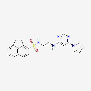 molecular formula C22H21N5O2S B2692720 N-(2-((6-(1H-pyrrol-1-yl)pyrimidin-4-yl)amino)ethyl)-1,2-dihydroacenaphthylene-3-sulfonamide CAS No. 1421483-05-7