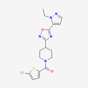 (5-chlorothiophen-2-yl)(4-(5-(1-ethyl-1H-pyrazol-5-yl)-1,2,4-oxadiazol-3-yl)piperidin-1-yl)methanone