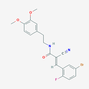 molecular formula C20H18BrFN2O3 B2692729 (E)-3-(5-bromo-2-fluorophenyl)-2-cyano-N-[2-(3,4-dimethoxyphenyl)ethyl]prop-2-enamide CAS No. 903047-11-0
