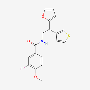 molecular formula C18H16FNO3S B2692742 3-fluoro-N-[2-(furan-2-yl)-2-(thiophen-3-yl)ethyl]-4-methoxybenzamide CAS No. 2097872-88-1