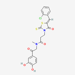 (Z)-3-(5-(2-chlorobenzylidene)-4-oxo-2-thioxothiazolidin-3-yl)-N-(2-(3,4-dihydroxyphenyl)-2-oxoethyl)-N-methylpropanamide