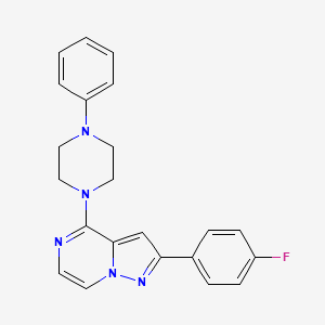 molecular formula C22H20FN5 B2692757 2-(4-Fluorophenyl)-4-(4-phenylpiperazin-1-yl)pyrazolo[1,5-a]pyrazine CAS No. 1111417-92-5