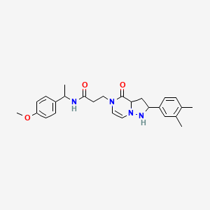 molecular formula C26H28N4O3 B2692772 3-[2-(3,4-dimethylphenyl)-4-oxo-4H,5H-pyrazolo[1,5-a]pyrazin-5-yl]-N-[1-(4-methoxyphenyl)ethyl]propanamide CAS No. 1326891-75-1