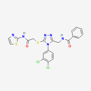 molecular formula C21H16Cl2N6O2S2 B2692776 N-((4-(3,4-dichlorophenyl)-5-((2-oxo-2-(thiazol-2-ylamino)ethyl)thio)-4H-1,2,4-triazol-3-yl)methyl)benzamide CAS No. 391897-48-6