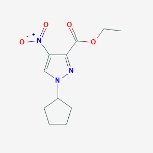 molecular formula C11H15N3O4 B2692785 ethyl 1-cyclopentyl-4-nitro-1H-pyrazole-3-carboxylate CAS No. 1856079-35-0