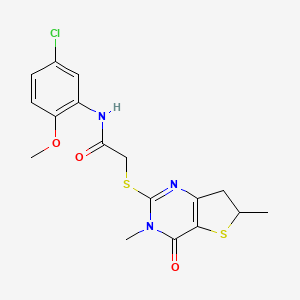 molecular formula C17H18ClN3O3S2 B2692791 N-(5-氯-2-甲氧苯基)-2-((3,6-二甲基-4-氧代-3,4,6,7-四氢噻吩并[3,2-d]嘧啶-2-基)硫)乙酰胺 CAS No. 689262-45-1