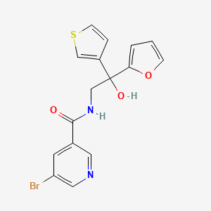 molecular formula C16H13BrN2O3S B2692798 5-溴-N-(2-(呋喃-2-基)-2-羟基-2-(噻吩-3-基)乙基)烟酰胺 CAS No. 2034396-80-8