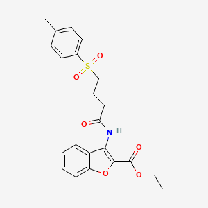 molecular formula C22H23NO6S B2692811 乙酸-3-(4-对甲苯磺酰丁酰胺)苯并呋喃-2-羧酸乙酯 CAS No. 923088-74-8