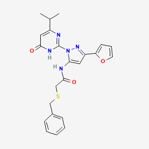 2-(benzylthio)-N-(3-(furan-2-yl)-1-(4-isopropyl-6-oxo-1,6-dihydropyrimidin-2-yl)-1H-pyrazol-5-yl)acetamide