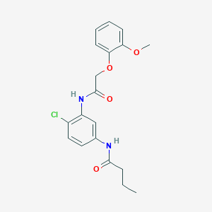 molecular formula C19H21ClN2O4 B269282 N-(4-chloro-3-{[(2-methoxyphenoxy)acetyl]amino}phenyl)butanamide 